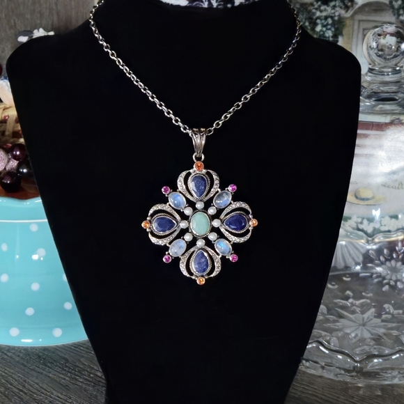 ***SOLD******NICKY BUTLER 925 Sterling Silver Lapis Moonstone Topaz Necklace - Picture 15 of 16